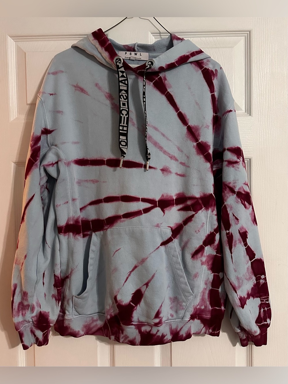 PSWL Proenza Schouler Tie Dye Oversized Hoodie XS Blue Burgundy Cotton Pullover
